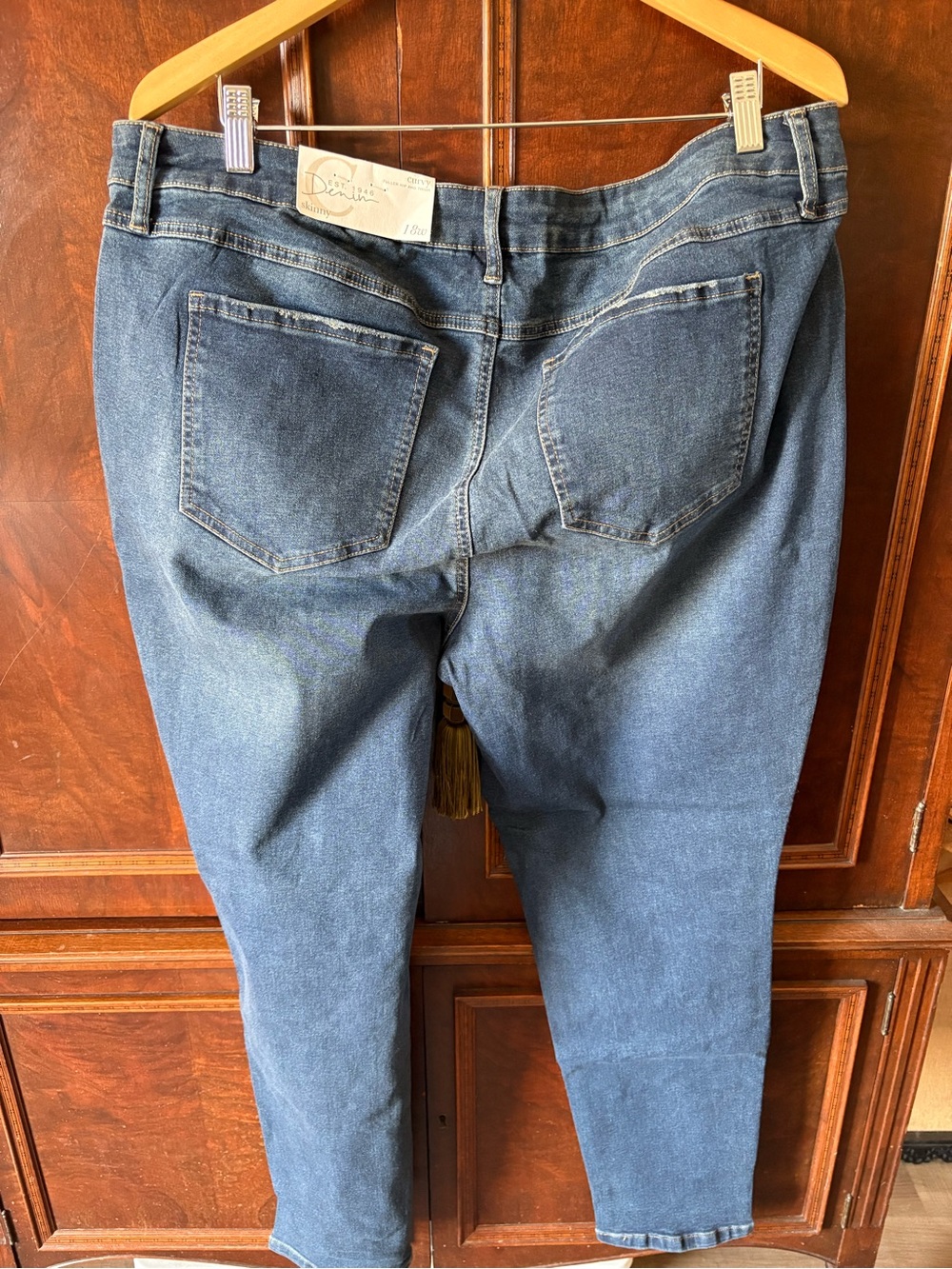 Cato Blue Skinny Jeans with Crystal Floral Accents - Picture 6 of 9